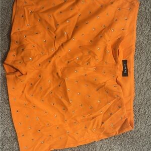 Chic Orange Women's Shorts with Studded Detail